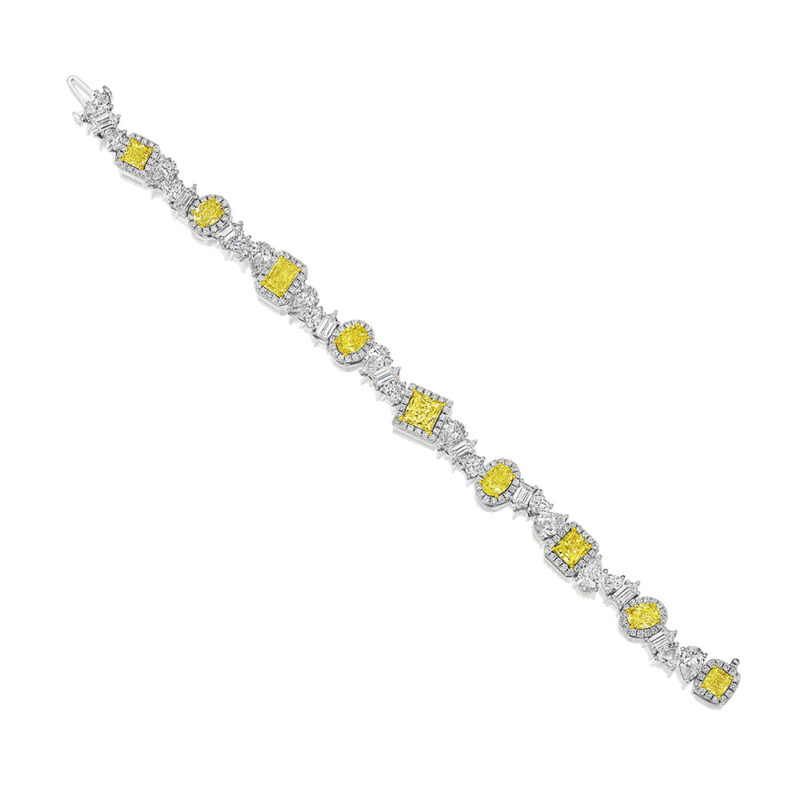 19.37ct Mixed Shape Fancy Yellow & White Diamond Bracelet