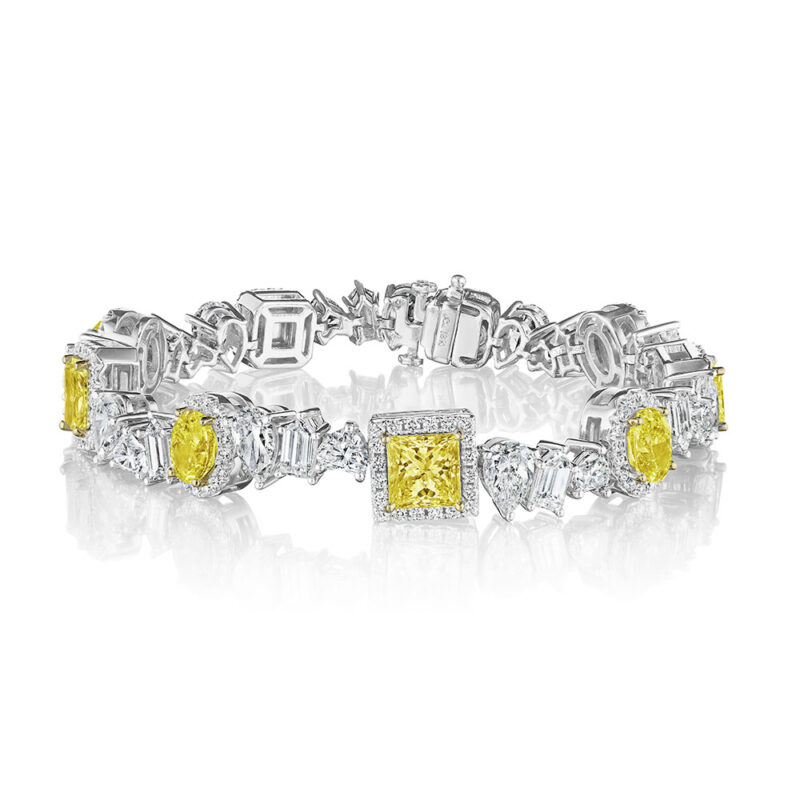 19.37ct Mixed Shape Fancy Yellow & White Diamond Bracelet