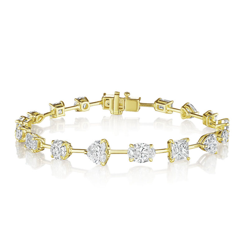 9.94ct Mixed Shape Floating Diamond Bracelet in 18KT Yellow Gold