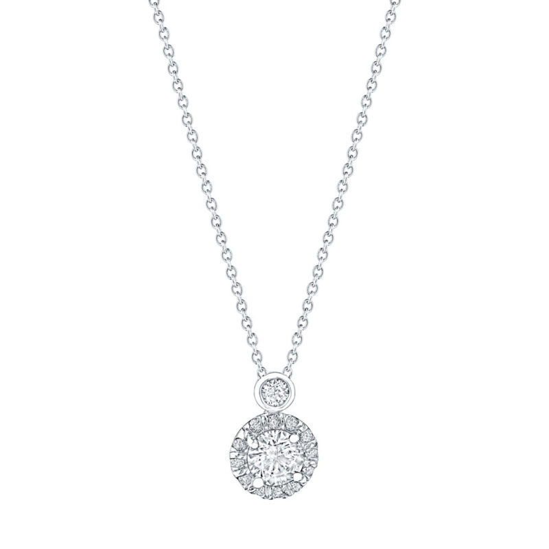Round Diamond Pave & Bezel Set Necklace