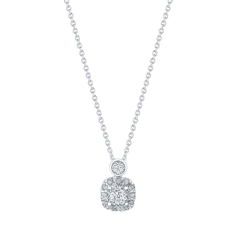 Cushion Diamond Pave & Bezel Set Necklace