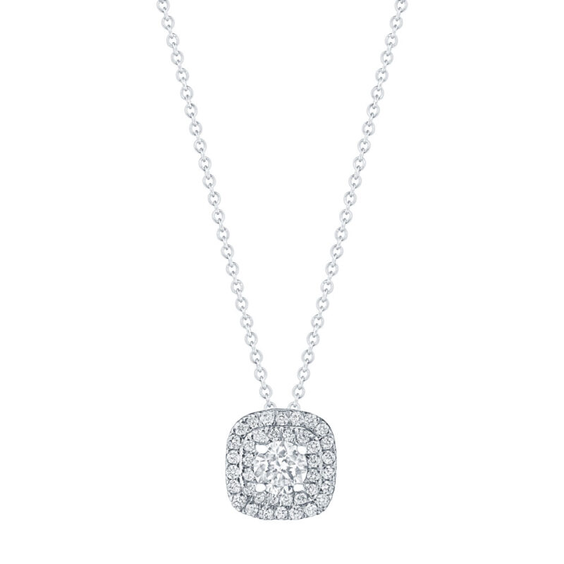 Diamond Double Halo Cushion Pendant