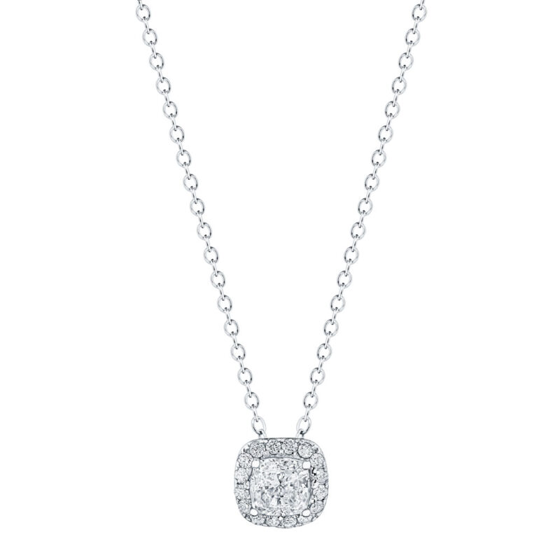 Cushion Diamond Halo Pendant