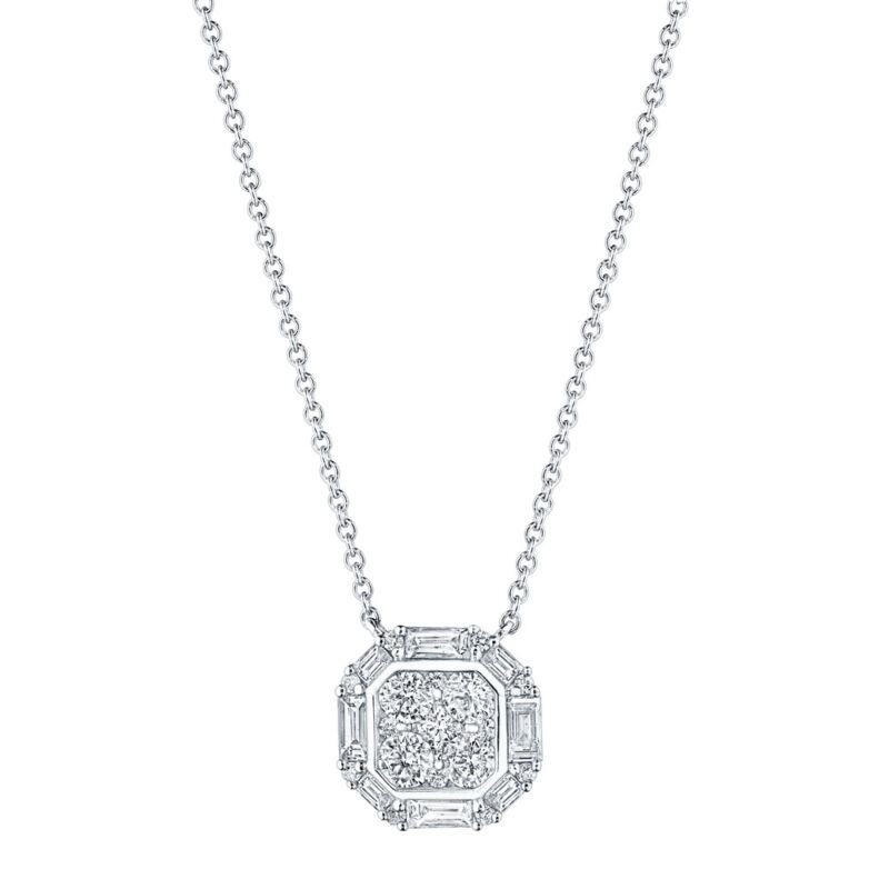 Baguette & Round Diamond Composite Pendant