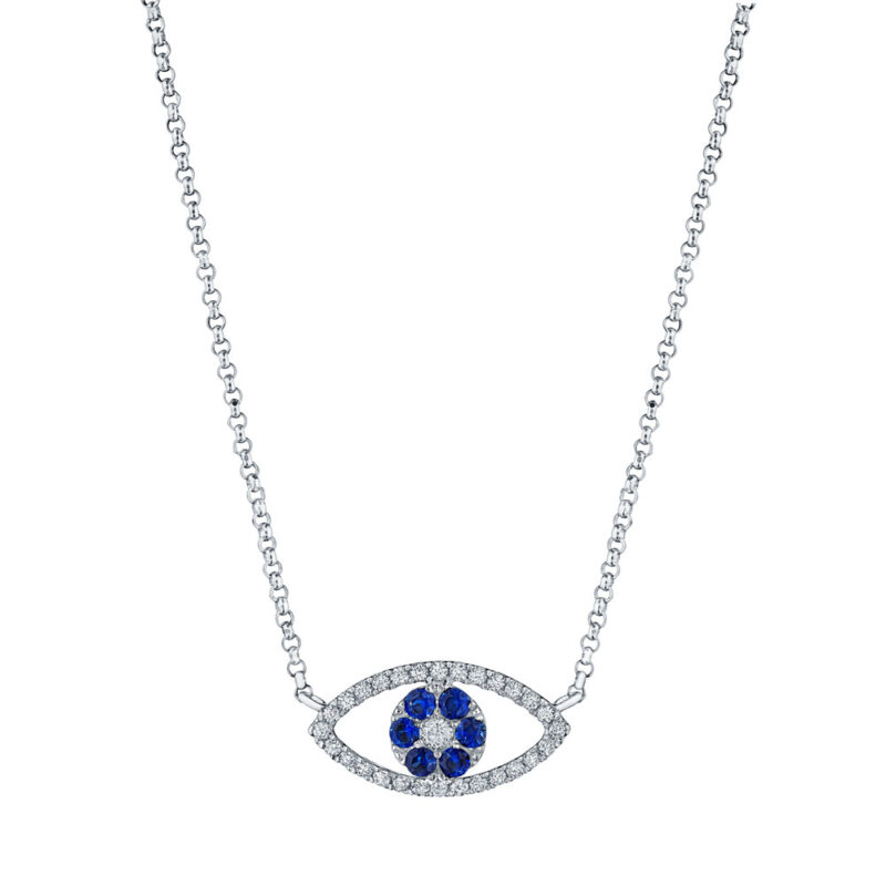 Sapphire & Diamond Evil Eye Pendant