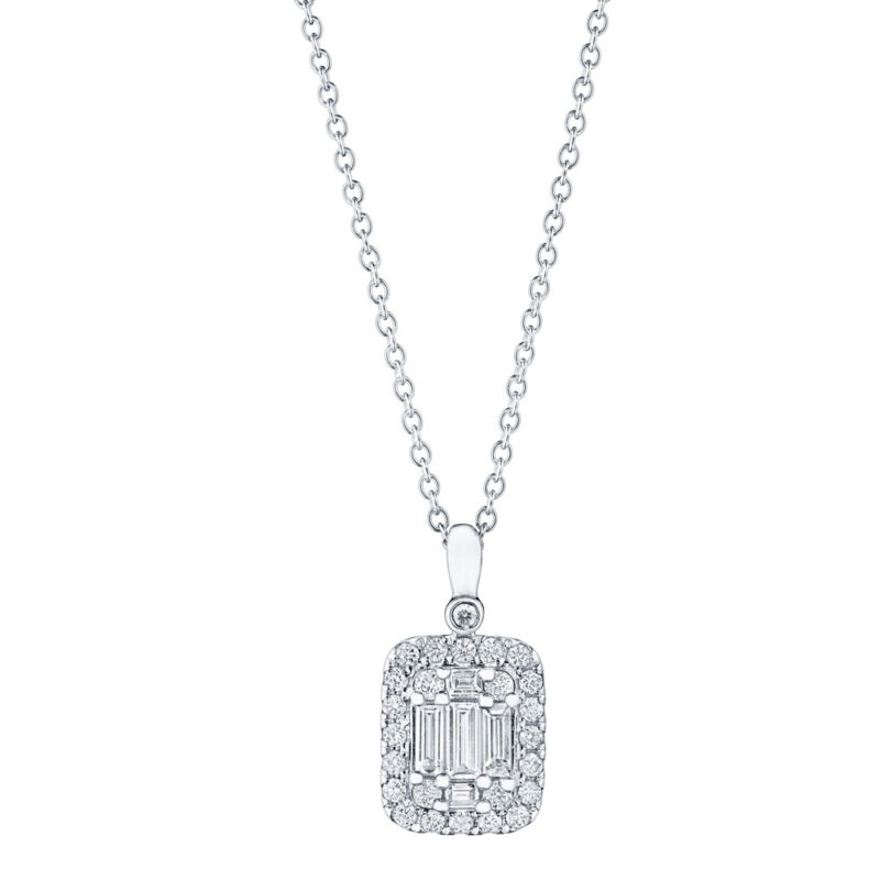 Baguette & Round Diamond Composite Pendant