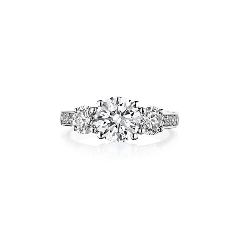 Perfect Twogether® 3 Stone Round Diamond Ring with Channel Shank