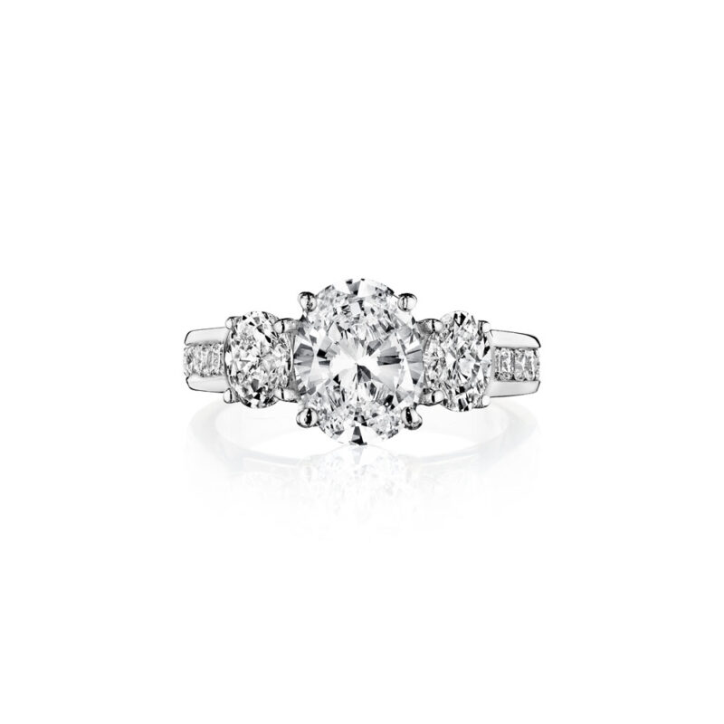 Perfect Twogether® 3 Stone Oval Diamond Ring With Channel Set Shank