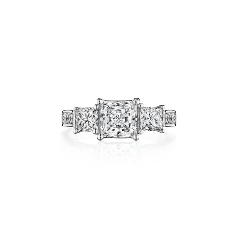 Perfect Twogether® 3 Stone Princess Cut Diamond Ring With Channel Set Shank