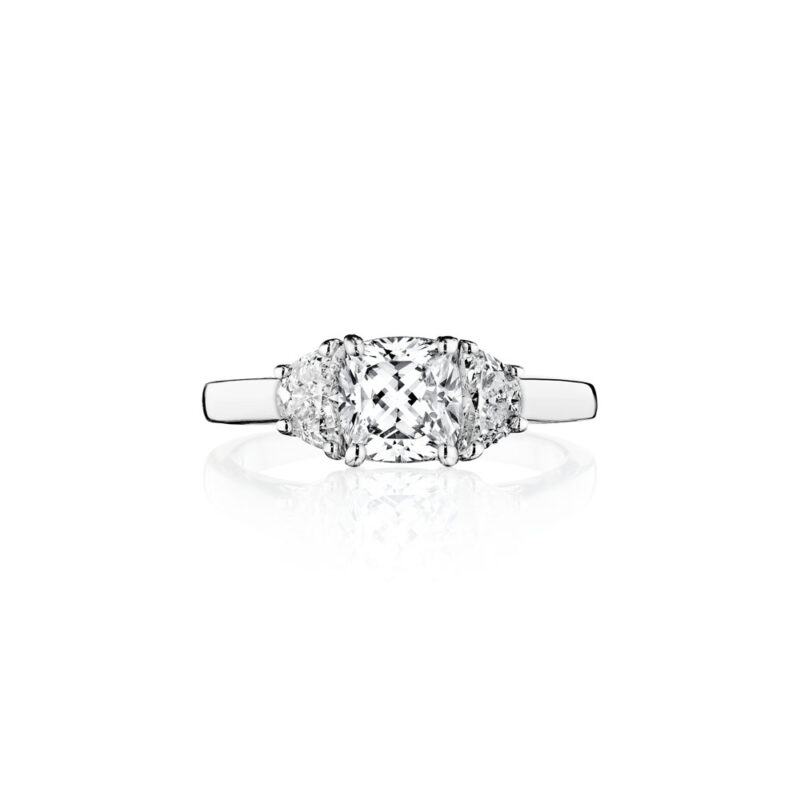Perfect Twogether® 3 Stone Half Moon Cut Diamond Ring