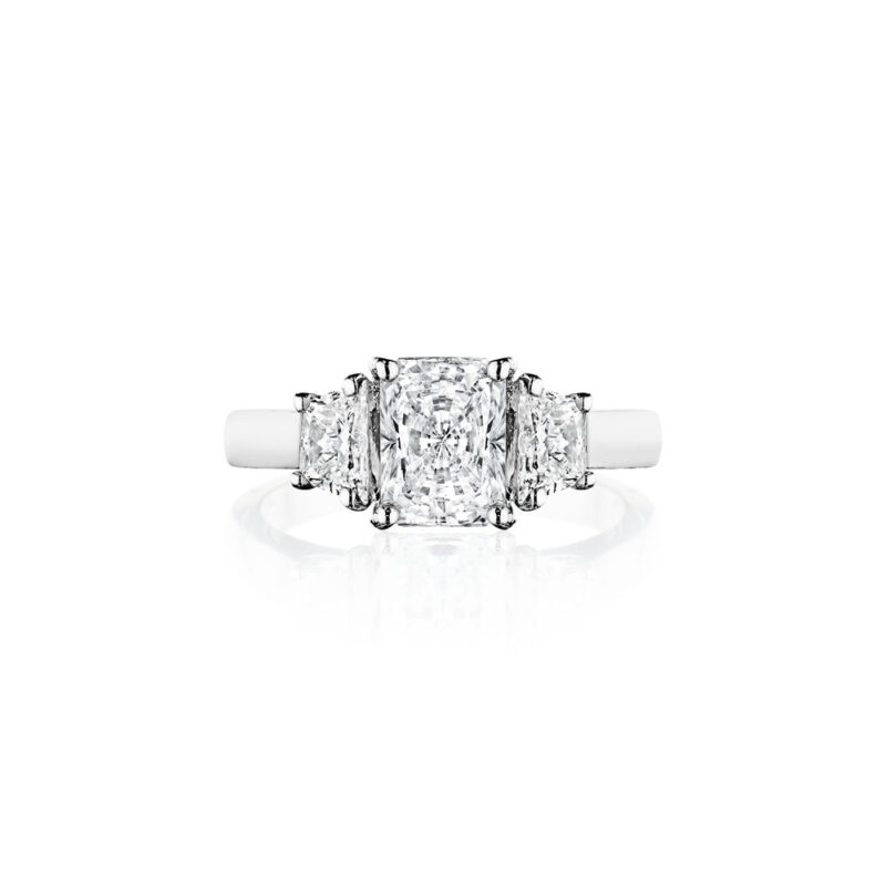 Perfect Twogether® 3 Stone Trapezoid Cut Diamond Ring