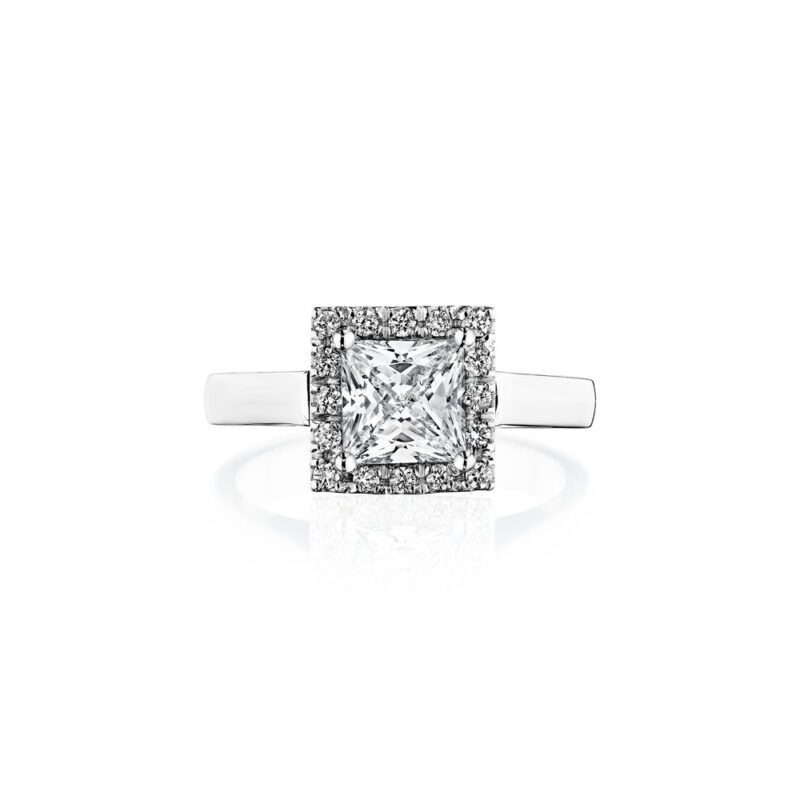 Perfect Twogether® Diamond Halo Solitaire Ring for a Princess Cut Center