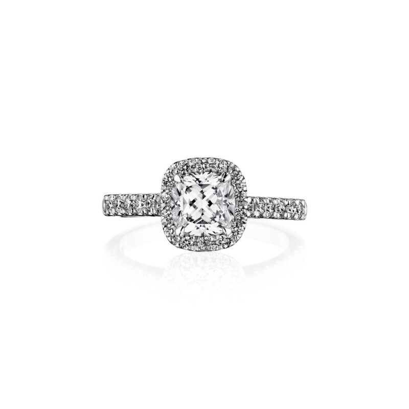 Perfect Twogether® Round Diamond Halo Ring for a Cushion Cut Center