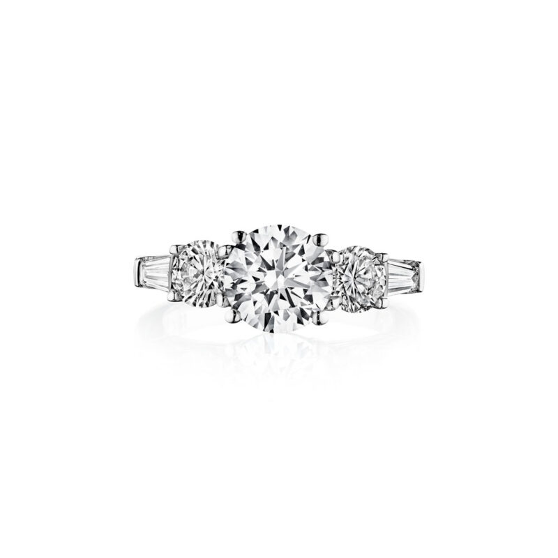 Perfect Twogether® Round & Baguette Diamond Engagement Ring