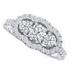 New York Dreams® Three Stone Round Diamond Ring with Halo