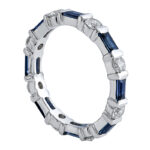Baguette Sapphire & Round Diamond Bar Set Eternity Band