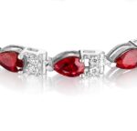 Pear Shape Ruby & Round Diamond Bracelet