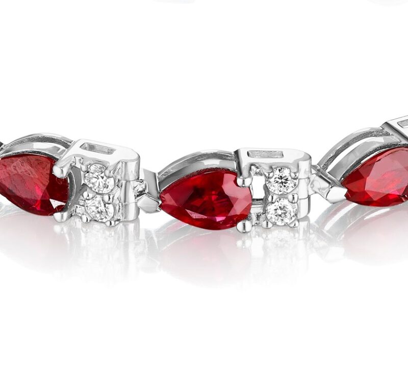 Pear Shape Ruby & Round Diamond Bracelet